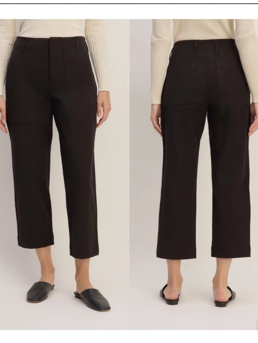 Everlane Black Utility Cropped Straight-Leg Pants Size 4